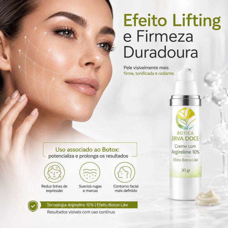 Creme Facial Argireline 10% Efeito Lifting Antidade 30g