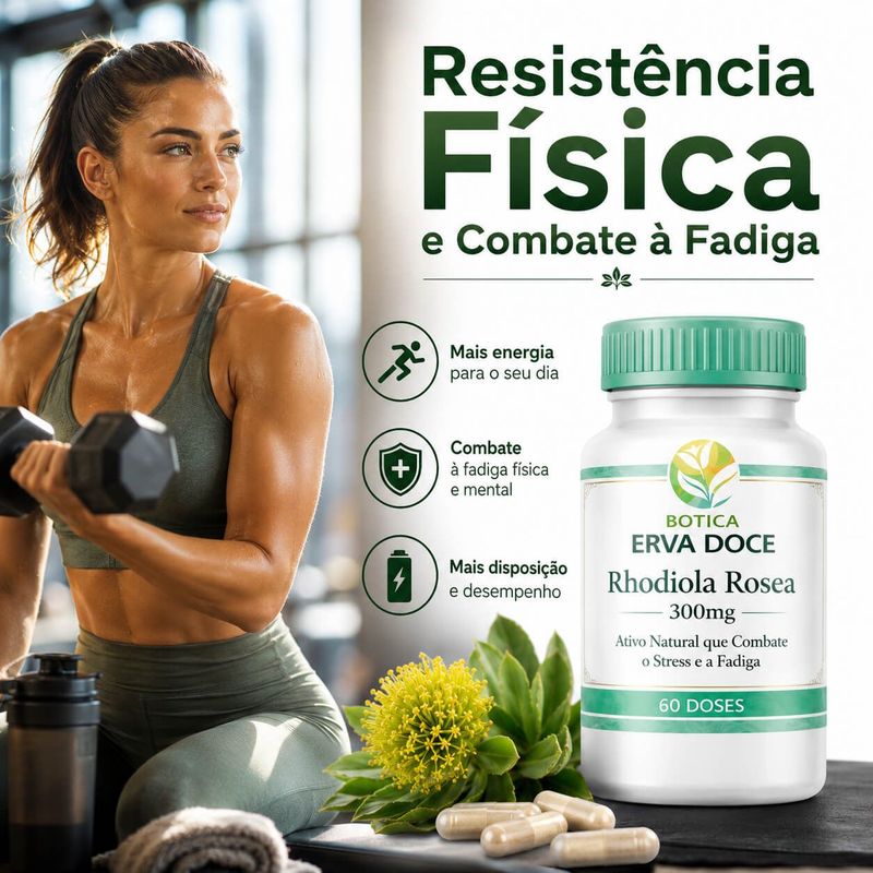 Rhodiola Rosea 300mg Adaptógeno Foco e Energia 60 Caps