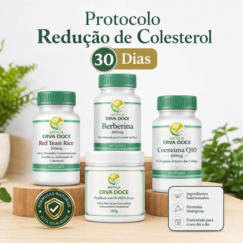 Protocolo Natural para Colesterol 30 Dias Cápsulas e Fibra