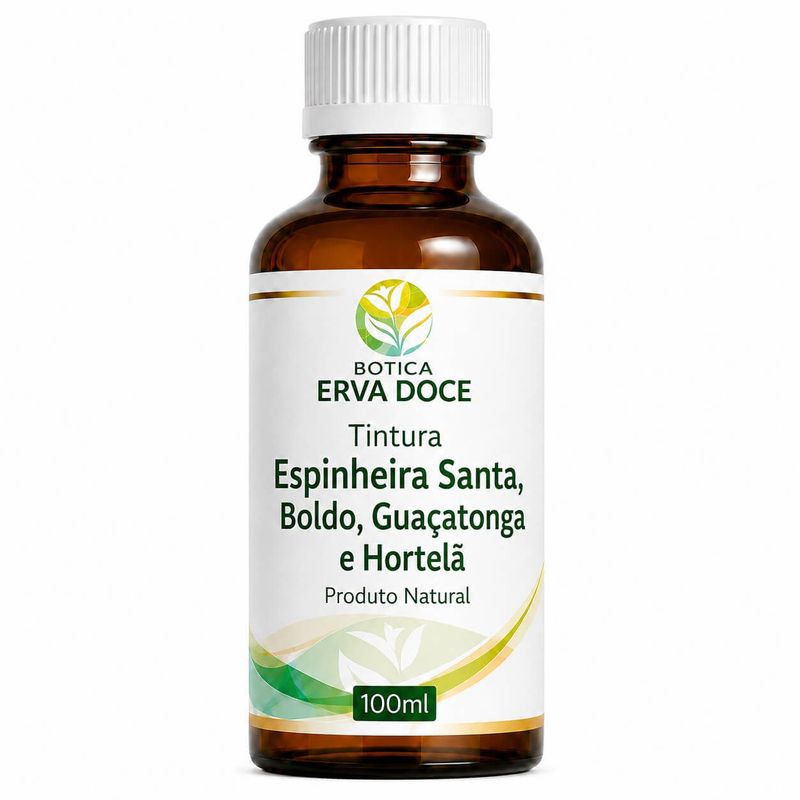 Tintura Espinheira Santa, Boldo, Guaçatonga e Hortelã 100ml