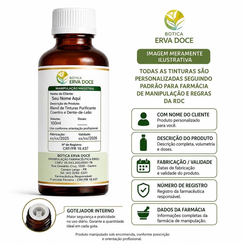 Tintura Espinheira Santa, Boldo, Guaçatonga e Hortelã 100ml
