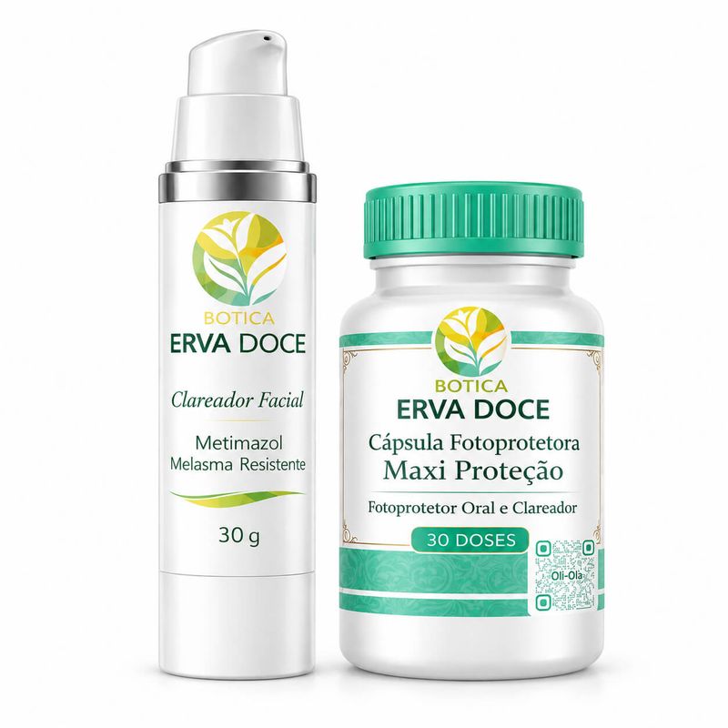 Kit Tratamento Melasma: Capsulas e Creme Clareador 30 Dias