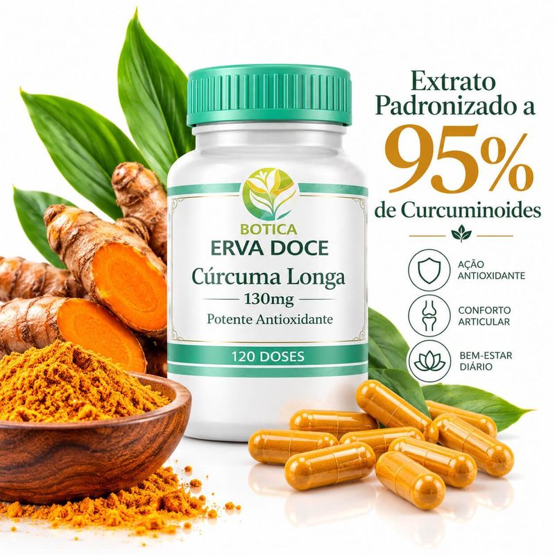 Curcuma Longa  130mg– Suporte Antioxidante e Neuroproteção 120 Doses