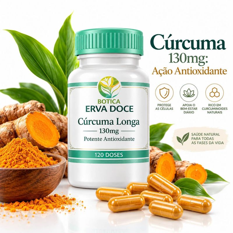 Curcuma Longa  130mg– Suporte Antioxidante e Neuroproteção 120 Doses