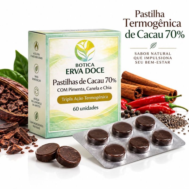 Pastilha de Cacau Termogenica 12 unidades