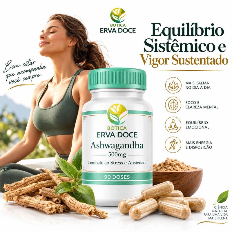 Ashwagandha 500mg – Suporte Botânico para a Vitalidade 90 Doses