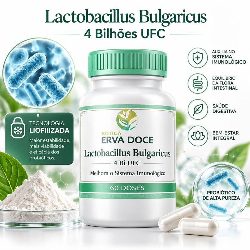 Lactobacillus Bulgaricus 4 Bilhões UFC Probiotico 60Caps