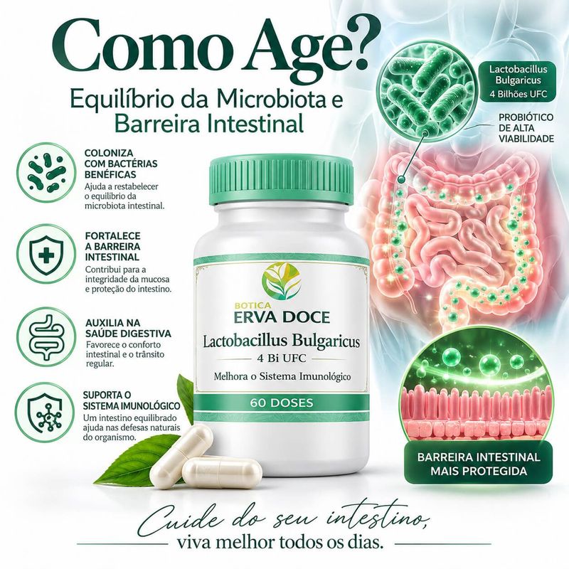Lactobacillus Bulgaricus 4 Bilhões UFC Probiotico 60Caps