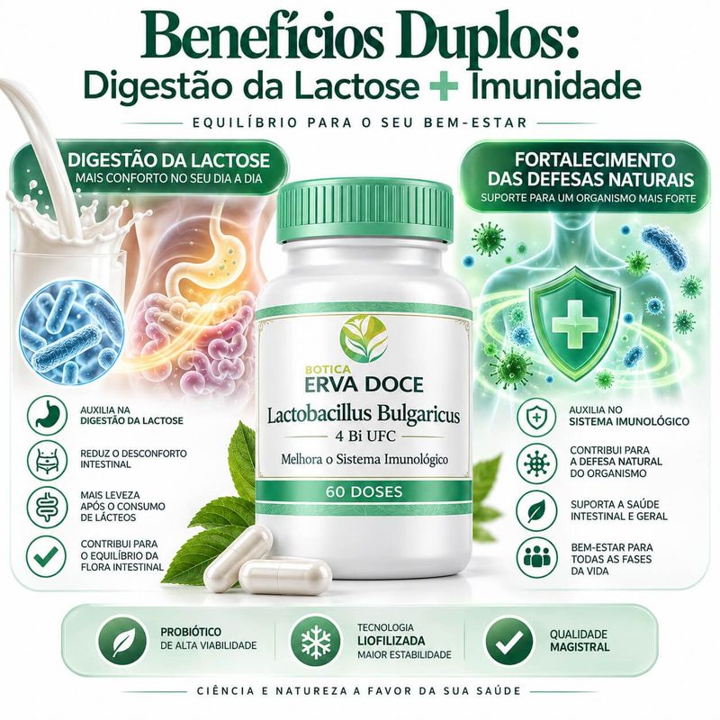 Lactobacillus Bulgaricus 4 Bilhões UFC Probiotico 60Caps