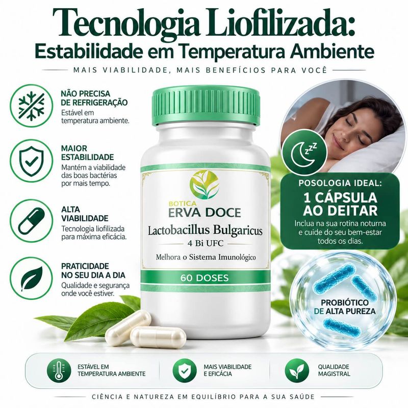 Lactobacillus Bulgaricus 4 Bilhões UFC  120 Doses
