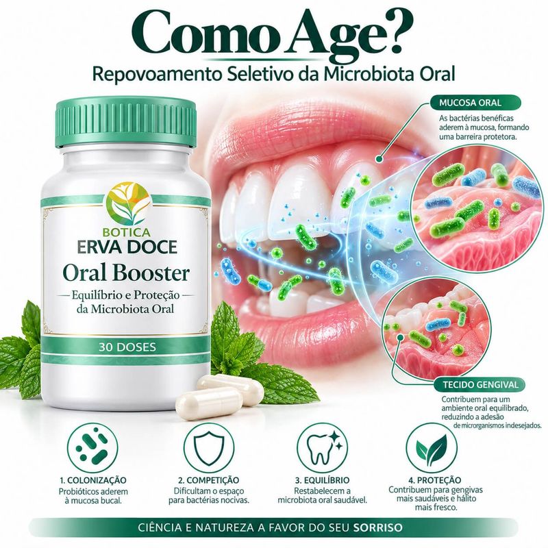 Oral Booster  Probióticos para Saúde das Gengivas e Hálito Fresco 30 cps