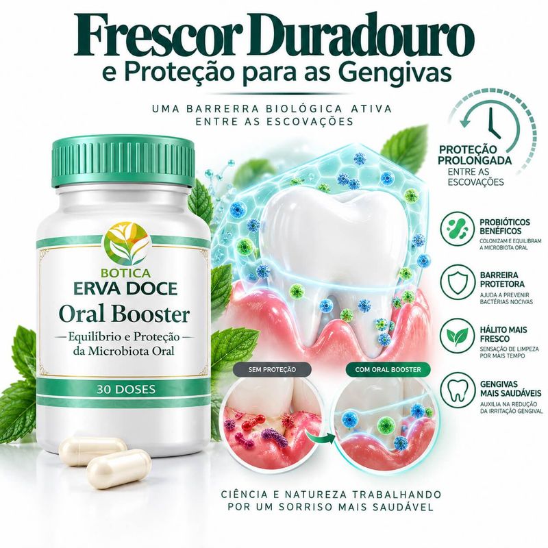 Oral Booster  Probióticos para Saúde das Gengivas e Hálito Fresco 30 cps
