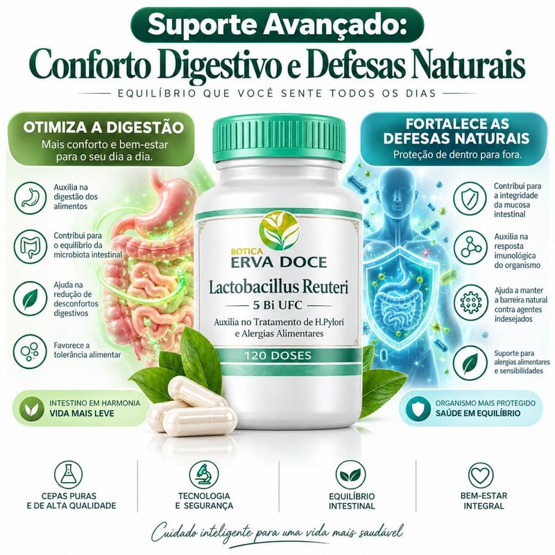 Lactobacillus Reuteri 5 Bilhões UFC  60 Doses