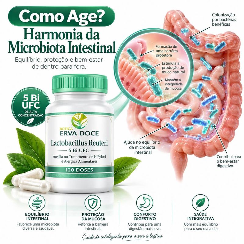 Lactobacillus Reuteri 5 Bilhões UFC  120 Doses