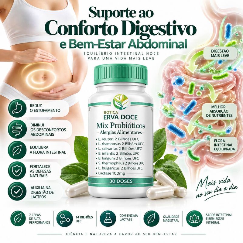 Mix Probioticos Alergias Alimentares 30 Doses