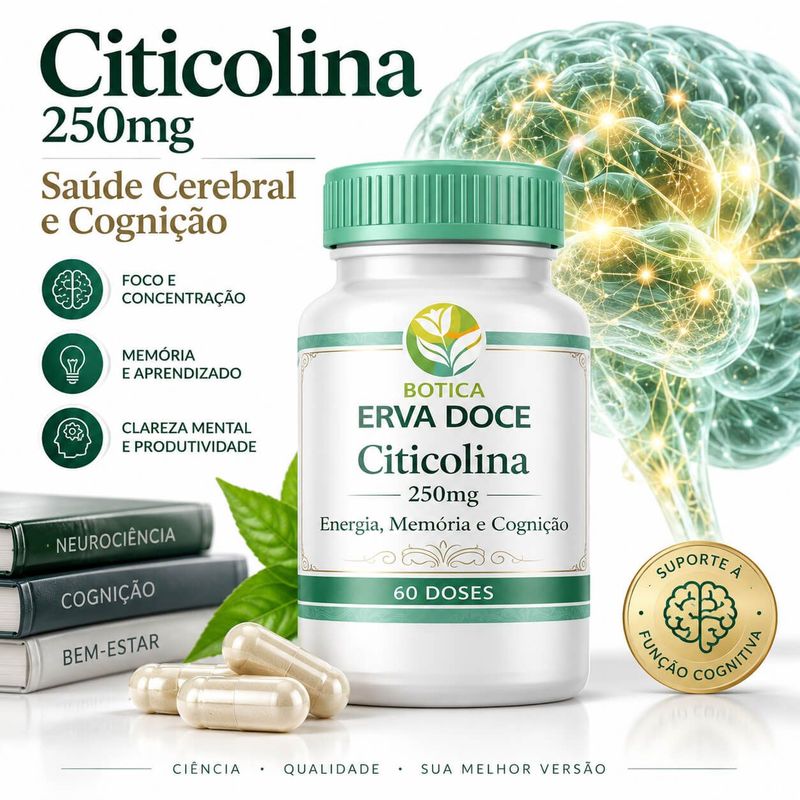 Citicolina 250mg - Suporte para Foco e Energia Mental 60 Doses