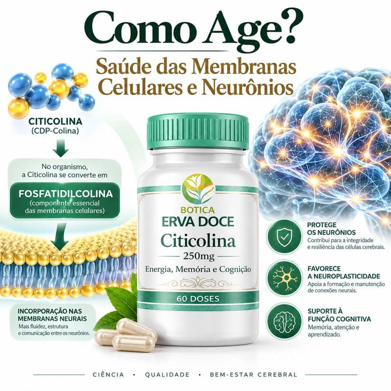 Citicolina 250mg - Suporte para Foco e Energia Mental 60 Doses