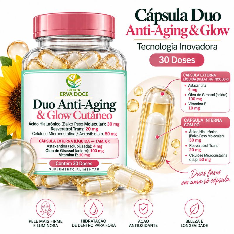 Capsula Duo Anti-Aging e Glow Cutaneo 30 Doses