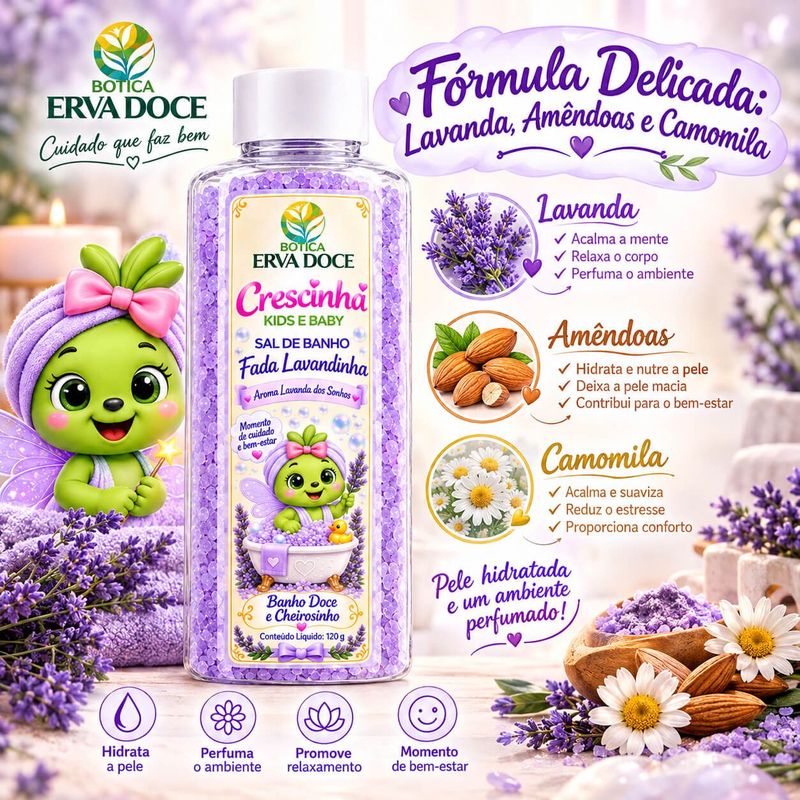 Sal de Banho Infantil Lavandinha - Ritual de Sono 120g