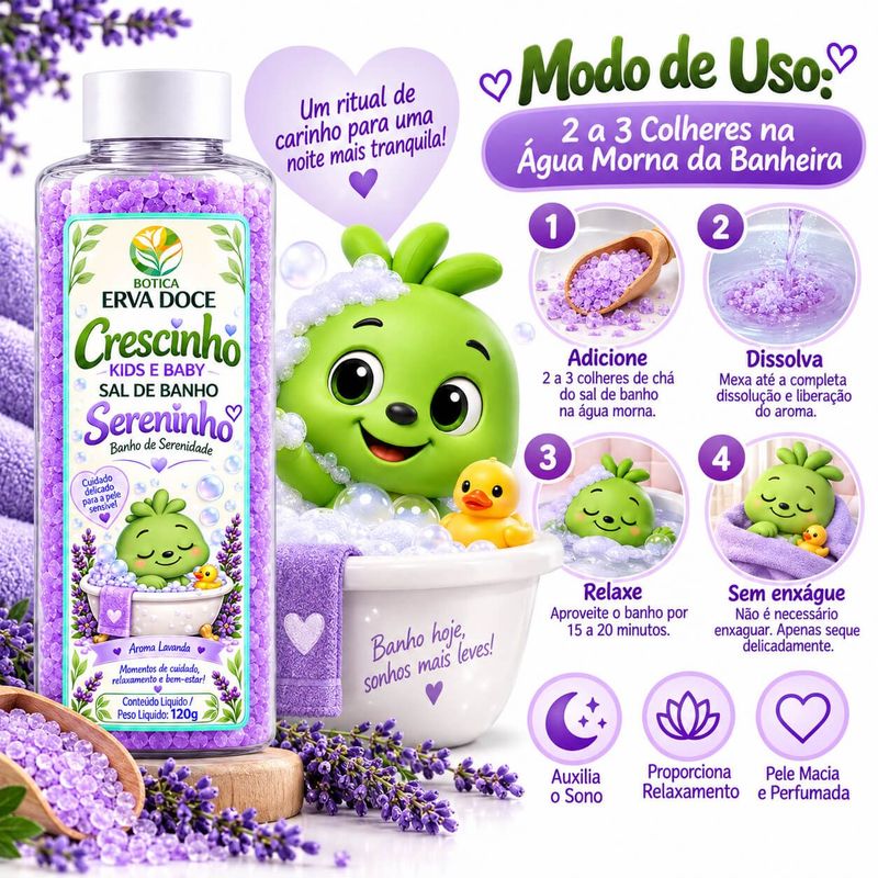 Sal de Banho Infantil Sereninho - Sono e Relaxamento 120g