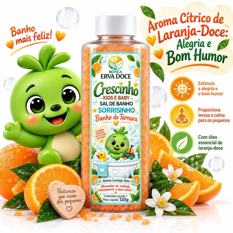 Sal de Banho Sorrisinho Crescinho Kids – Aroma de Alegria 120gr