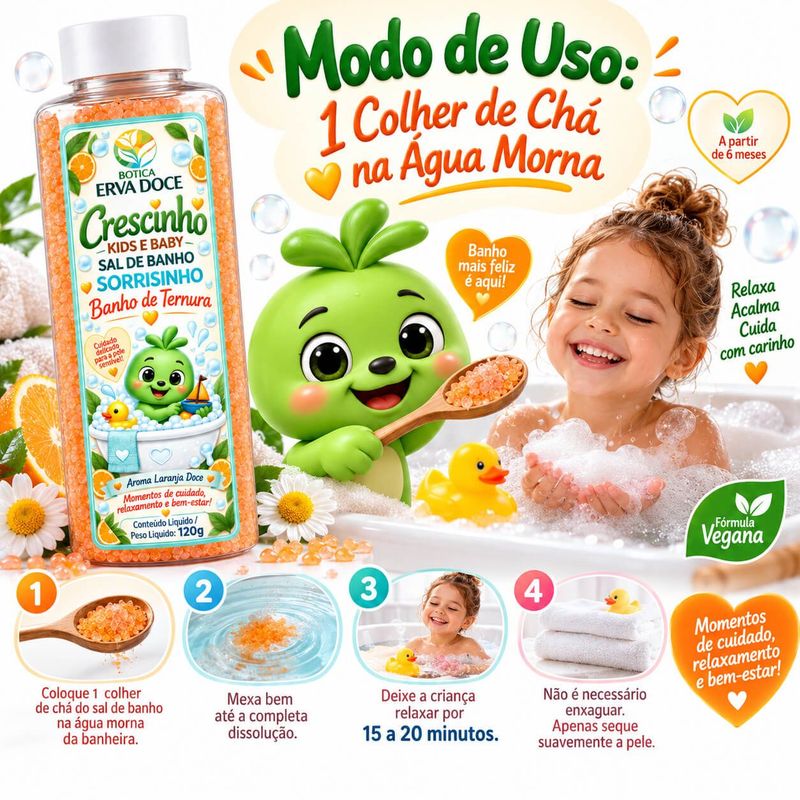 Sal de Banho Sorrisinho Crescinho Kids – Aroma de Alegria 120gr