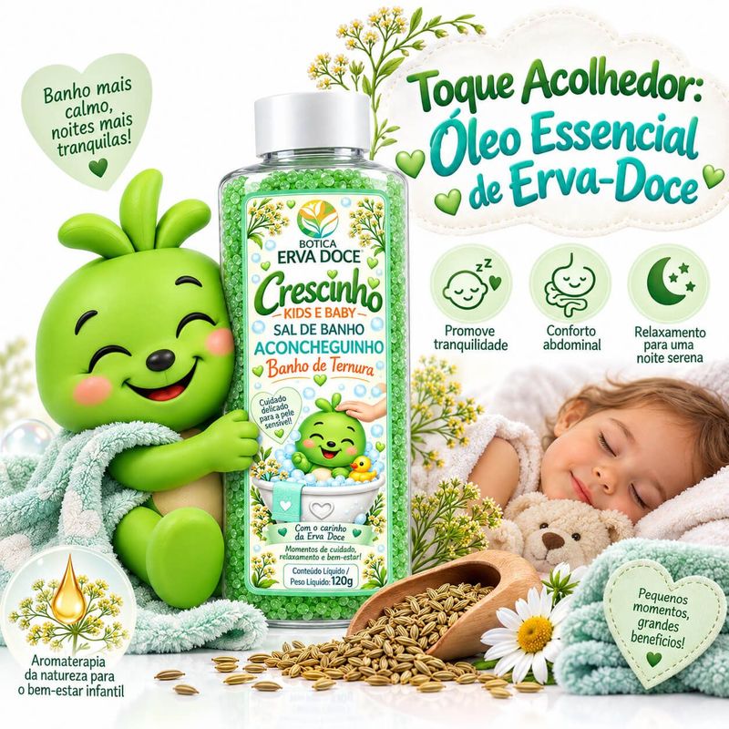 Sal de Banho Aconcheguinho Crescinho Kids – Calma e Erva-Doce 120g