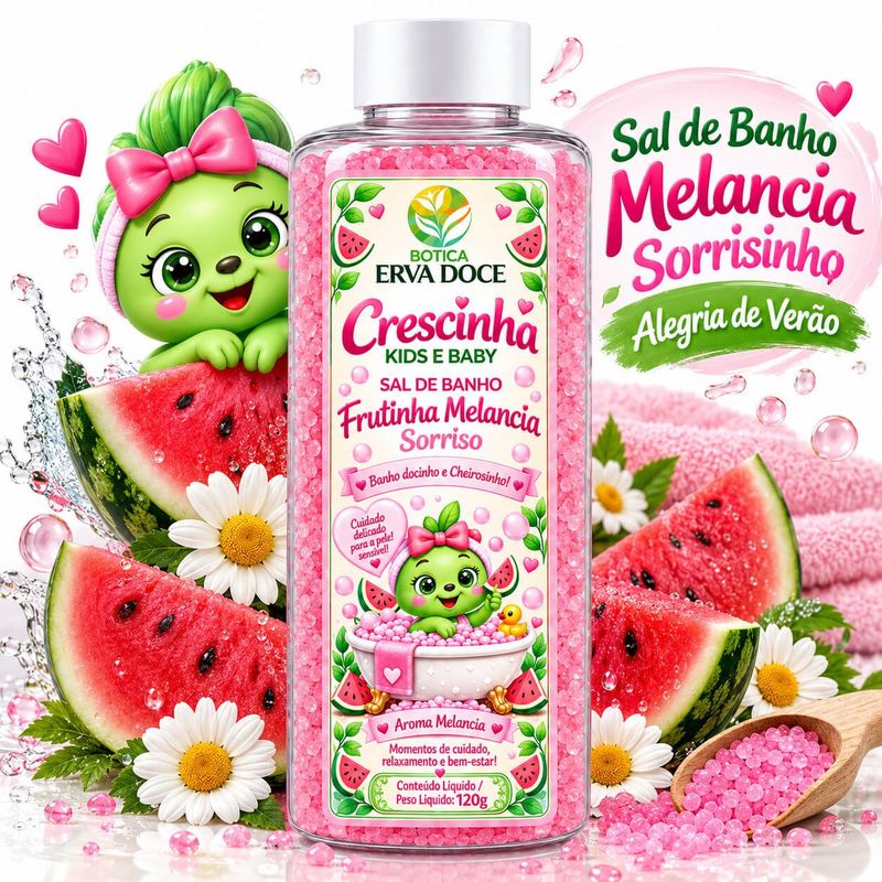 Sal de Banho Infantil Melancia Sorrisinho -  Alegria 120g