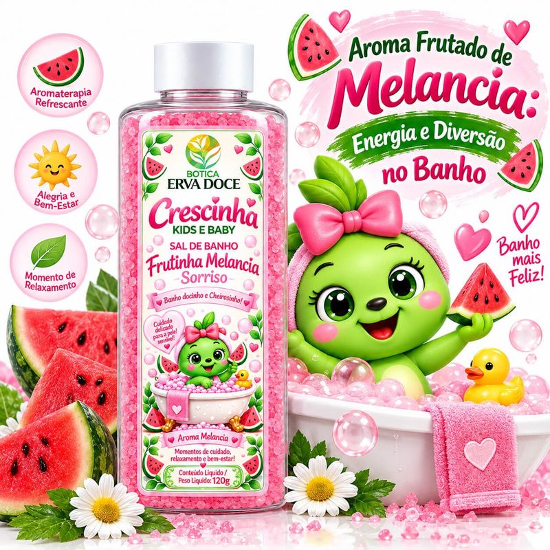 Sal de Banho Infantil Melancia Sorrisinho -  Alegria 120g