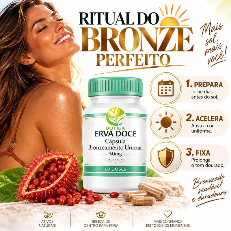 Capsula Bronzeamento Urucum 50mg 60 Doses