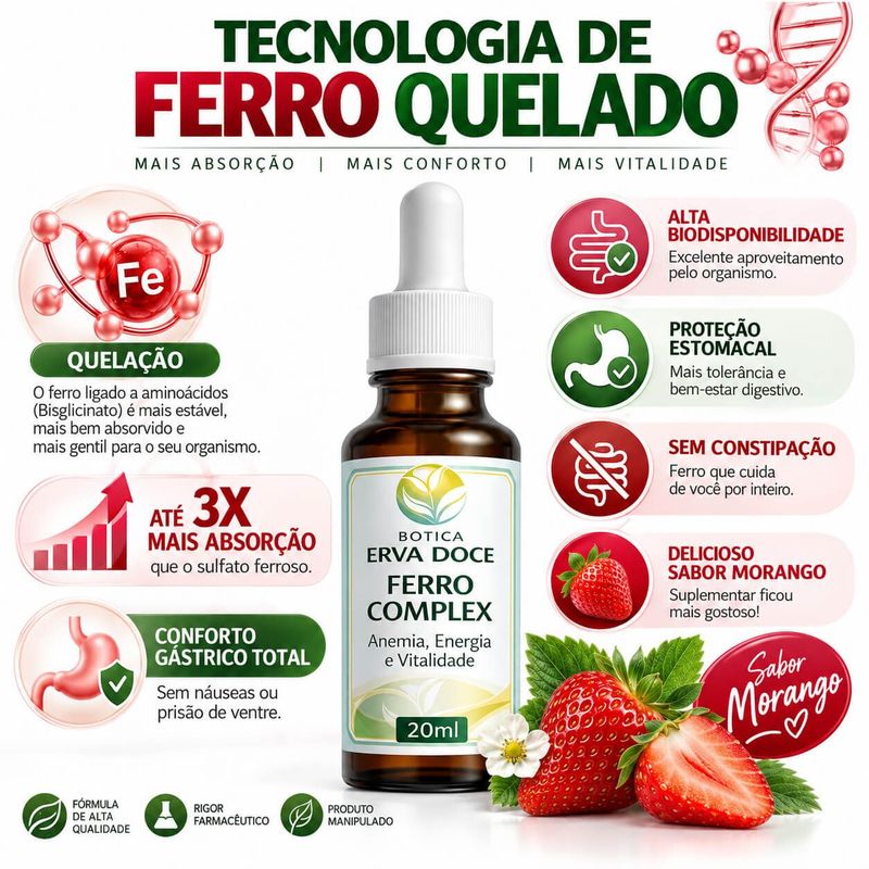 Ferro Complex Gotas: Vitalidade e Suporte Hematológico 20mL
