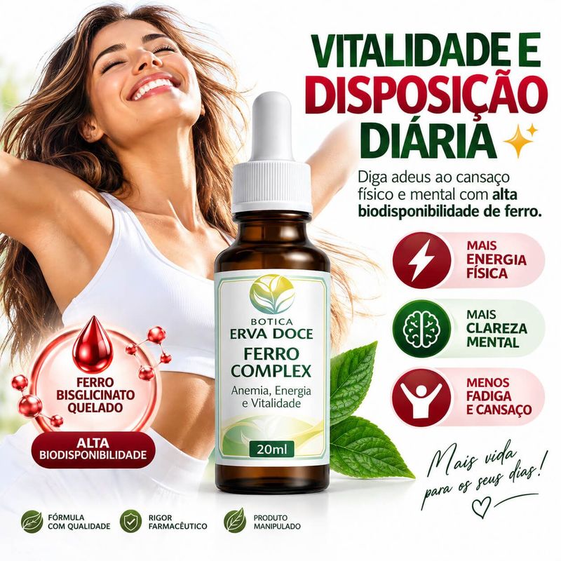 Ferro Complex Gotas: Vitalidade e Suporte Hematológico 20mL