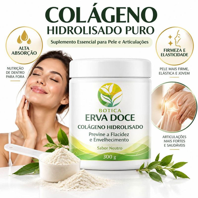 Colageno Hidrolisado Puro: Saude da Pele 300g Sabor Neutro