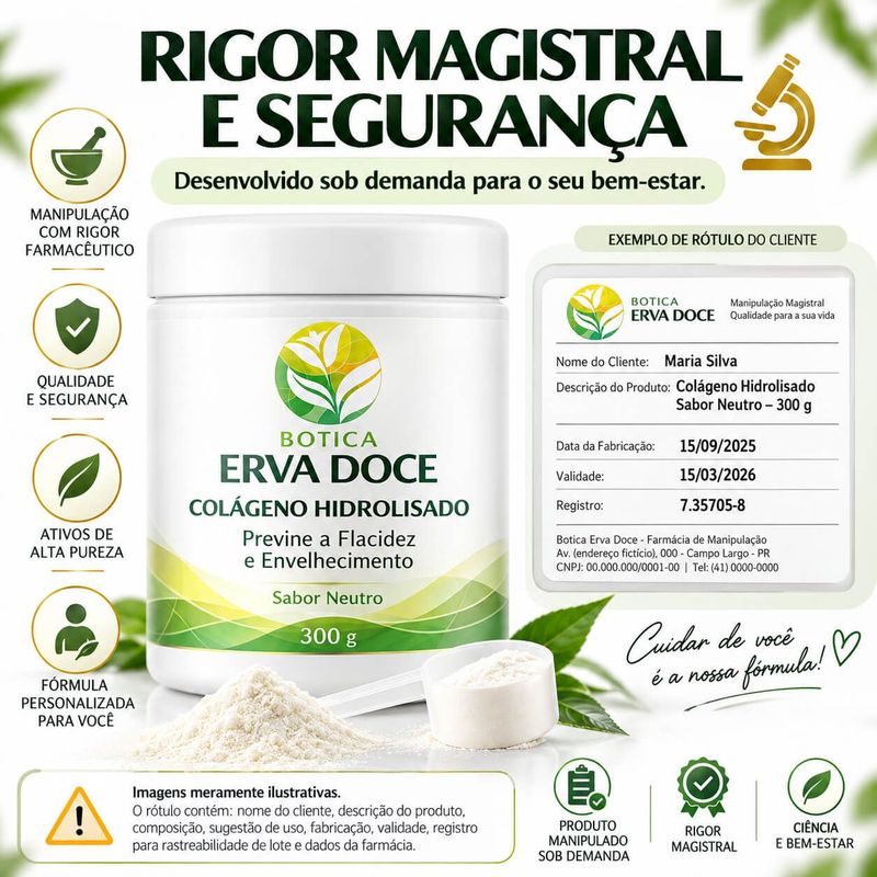 Colageno Hidrolisado Puro: Saude da Pele 300g Sabor Neutro