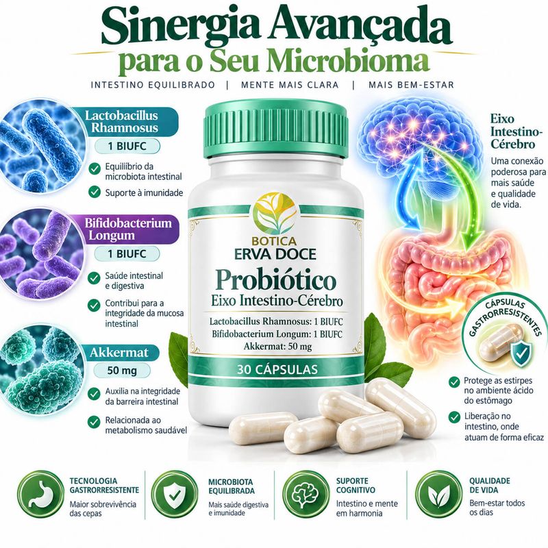 Probiótico Eixo Intestino-Cérebro Equílibrio 30 Capsulas