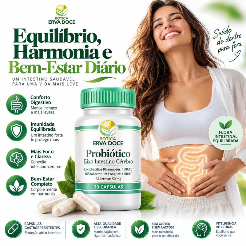 Probiótico Eixo Intestino-Cérebro Equílibrio 30 Capsulas