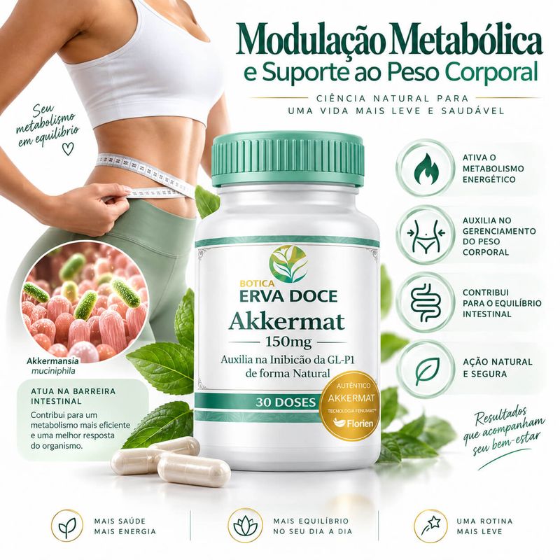  Akkermansia 150mg 30 Cápsulas Suporte Metabólico