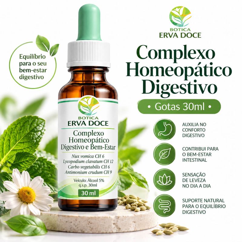 Complexo Homeopatico Digestivo e Bem-Estar Gotas 30ml