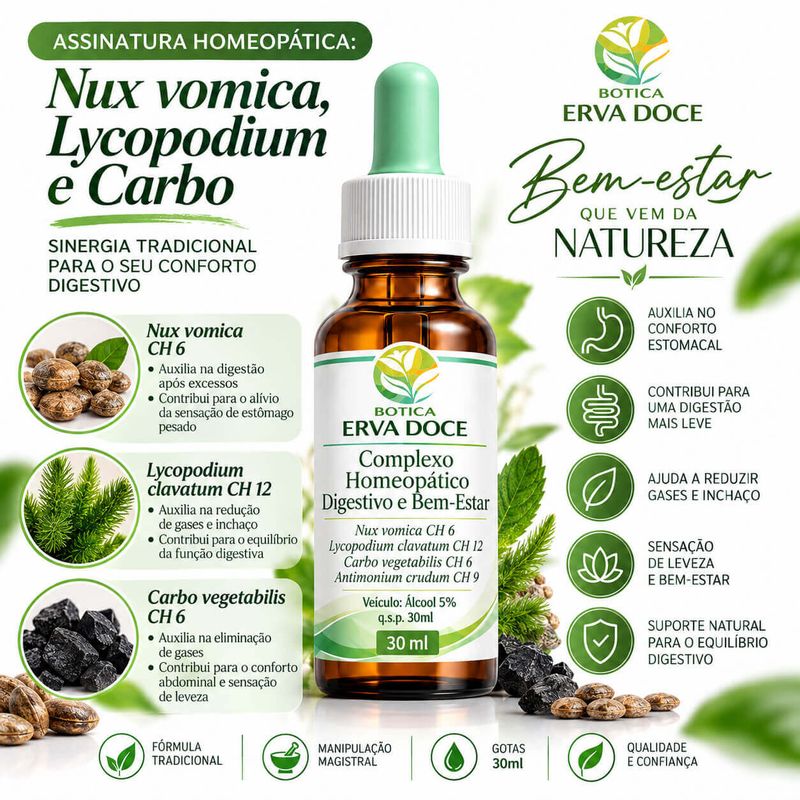 Complexo Homeopatico Digestivo e Bem-Estar Gotas 30ml