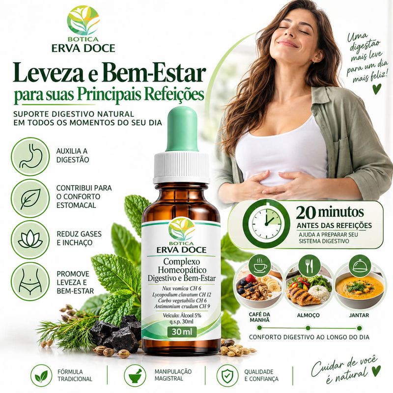 Complexo Homeopatico Digestivo e Bem-Estar Gotas 30ml