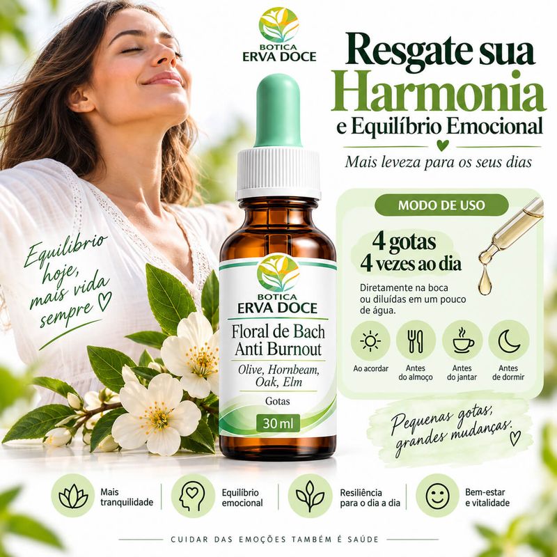 Floral de Bach Anti Burnout  Suporte Emocional  30ml