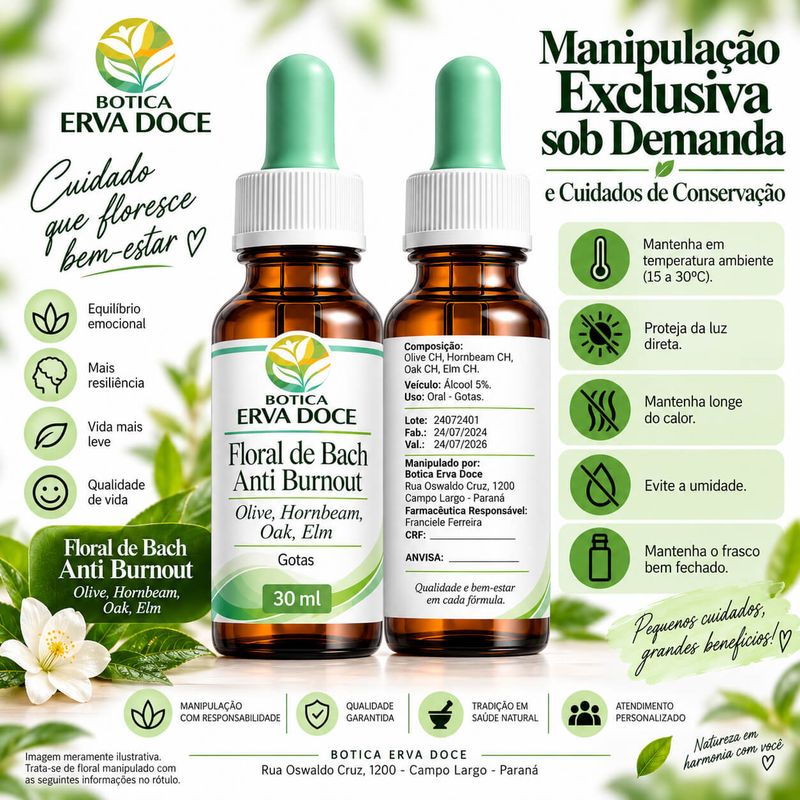 Floral de Bach Anti Burnout  Suporte Emocional  30ml