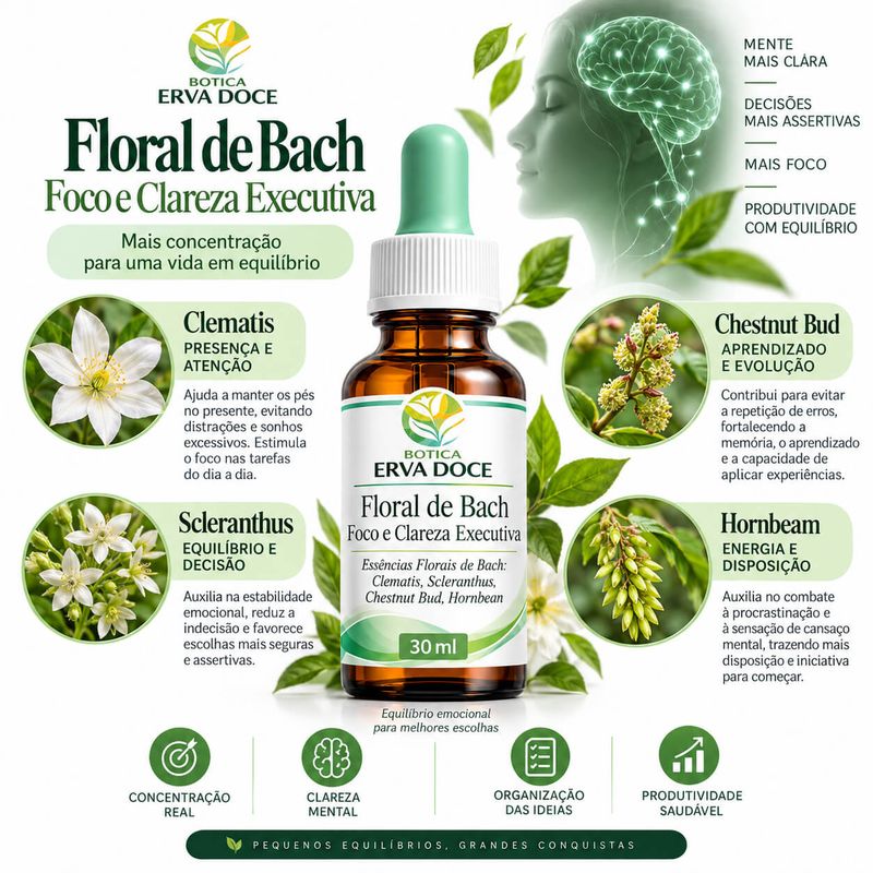 Floral de Bach Foco e Clareza Executiva  30ml