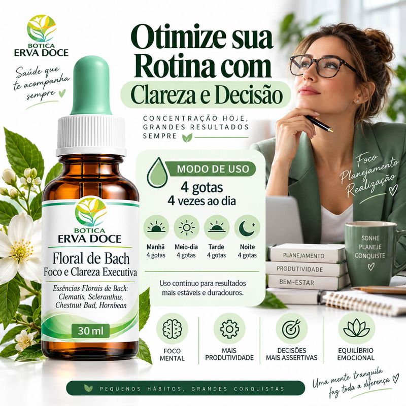 Floral de Bach Foco e Clareza Executiva  30ml