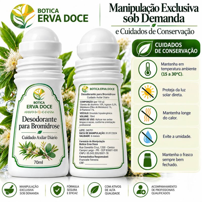 Desodorante para Bromidrose Cuidado Axilar Diário 70g
