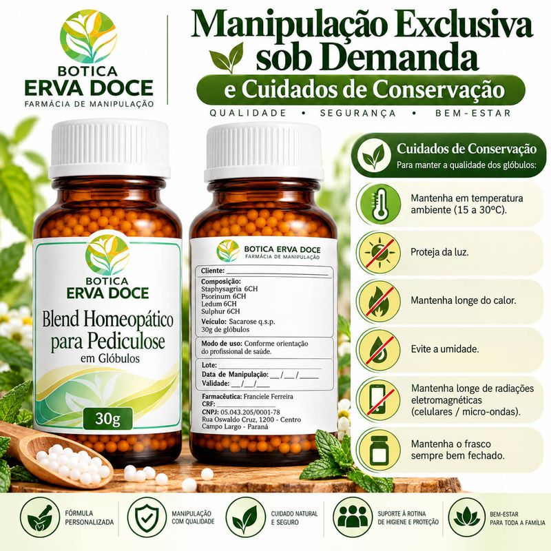 Blend Homeopatico para Pediculose em Globulos 30g