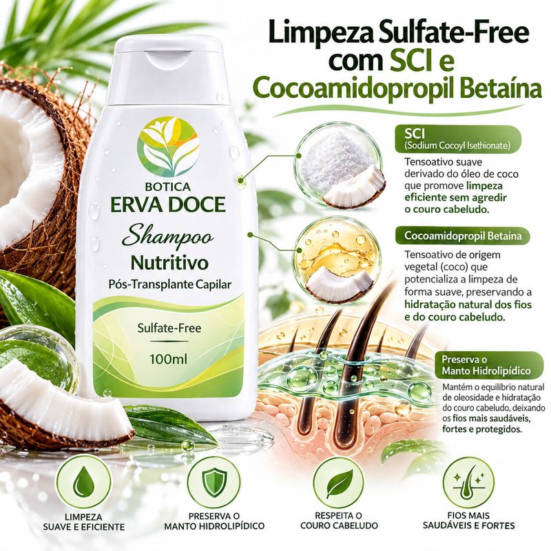 Shampoo Nutritivo Pós-Transplante Capilar Sulfate-Free 200ml