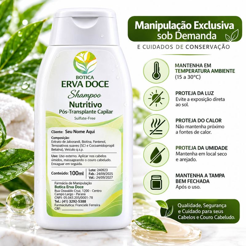 Shampoo Nutritivo Pós-Transplante Capilar Sulfate-Free 200ml