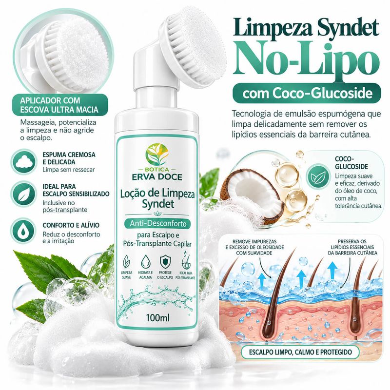 Espuma de Limpeza Syndet Pós-Transplante Capilar 100ml
