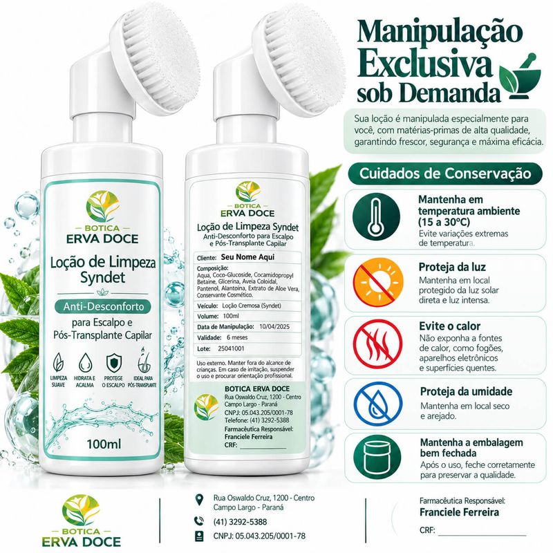 Espuma de Limpeza Syndet Pós-Transplante Capilar 100ml